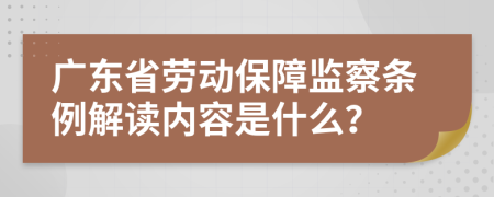 广东省劳动保障监察条例解读内容是什么？