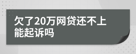 欠了20万网贷还不上能起诉吗