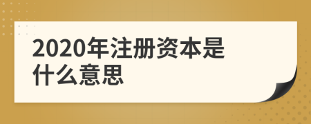 2020年注册资本是什么意思