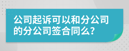 公司起诉可以和分公司的分公司签合同么？