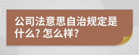 公司法意思自治规定是什么? 怎么样?