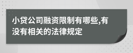 小贷公司融资限制有哪些,有没有相关的法律规定