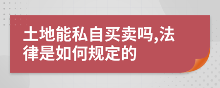 土地能私自买卖吗,法律是如何规定的