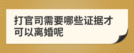 打官司需要哪些证据才可以离婚呢