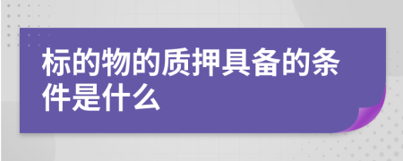 标的物的质押具备的条件是什么