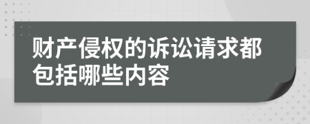 财产侵权的诉讼请求都包括哪些内容