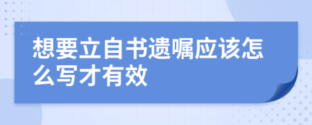 想要立自书遗嘱应该怎么写才有效