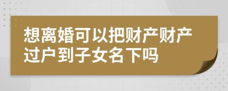 想离婚可以把财产财产过户到子女名下吗