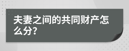 夫妻之间的共同财产怎么分？