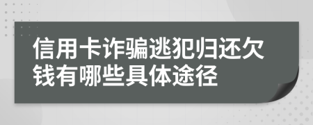 信用卡诈骗逃犯归还欠钱有哪些具体途径