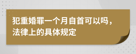 犯重婚罪一个月自首可以吗，法律上的具体规定