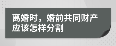 离婚时，婚前共同财产应该怎样分割