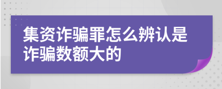 集资诈骗罪怎么辨认是诈骗数额大的