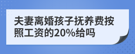 夫妻离婚孩子抚养费按照工资的20%给吗