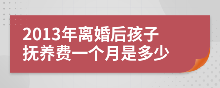 2013年离婚后孩子抚养费一个月是多少