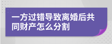 一方过错导致离婚后共同财产怎么分割