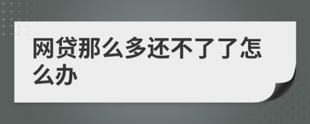 网贷那么多还不了了怎么办