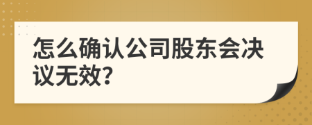 怎么确认公司股东会决议无效？