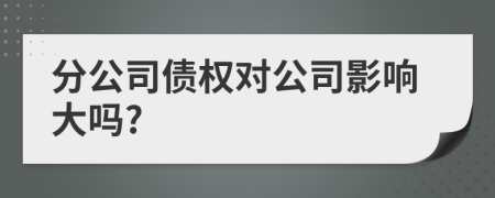 分公司债权对公司影响大吗?