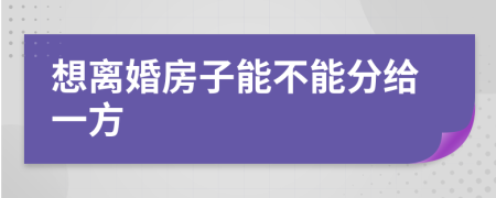 想离婚房子能不能分给一方