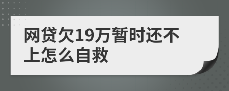 网贷欠19万暂时还不上怎么自救