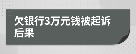 欠银行3万元钱被起诉后果