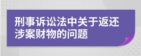 刑事诉讼法中关于返还涉案财物的问题