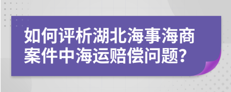 如何评析湖北海事海商案件中海运赔偿问题？