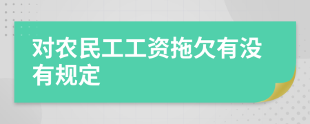 对农民工工资拖欠有没有规定