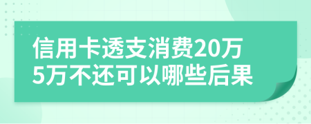 信用卡透支消费20万5万不还可以哪些后果