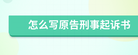 怎么写原告刑事起诉书