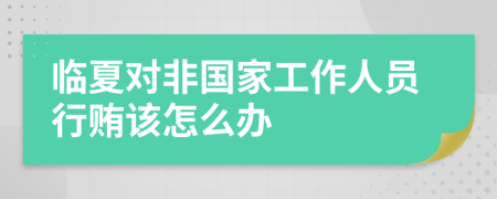 临夏对非国家工作人员行贿该怎么办