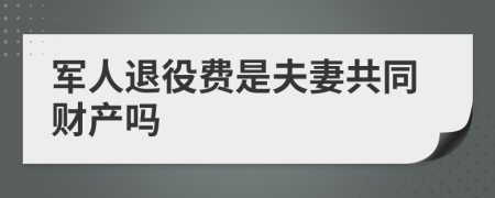 军人退役费是夫妻共同财产吗