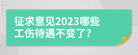 征求意见2023哪些工伤待遇不变了？