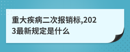 重大疾病二次报销标,2023最新规定是什么