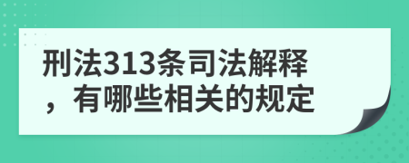 刑法313条司法解释，有哪些相关的规定