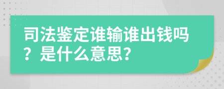 司法鉴定谁输谁出钱吗？是什么意思？