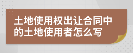 土地使用权出让合同中的土地使用者怎么写