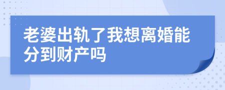老婆出轨了我想离婚能分到财产吗