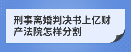 刑事离婚判决书上亿财产法院怎样分割