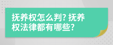 抚养权怎么判? 抚养权法律都有哪些?