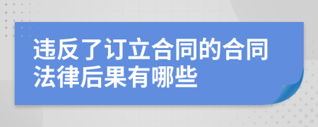 违反了订立合同的合同法律后果有哪些