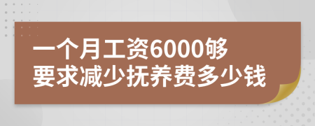 一个月工资6000够要求减少抚养费多少钱