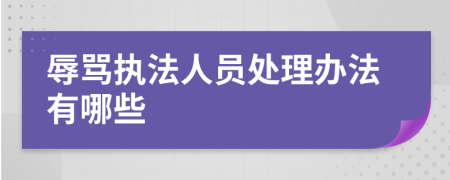 辱骂执法人员处理办法有哪些