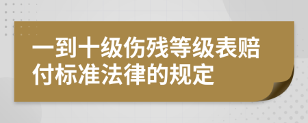 一到十级伤残等级表赔付标准法律的规定