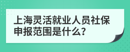 上海灵活就业人员社保申报范围是什么？