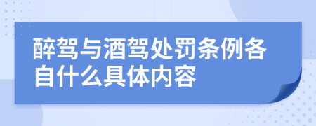 醉驾与酒驾处罚条例各自什么具体内容