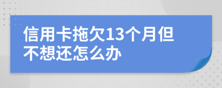 信用卡拖欠13个月但不想还怎么办