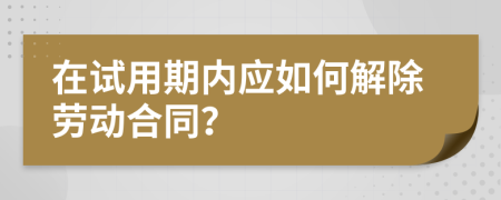 在试用期内应如何解除劳动合同？