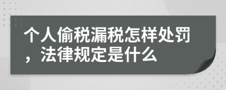 个人偷税漏税怎样处罚，法律规定是什么